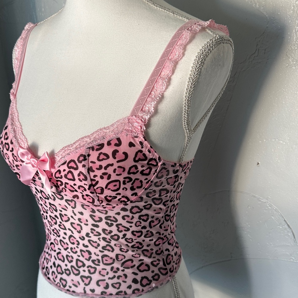 ROMWE Pink Animal Print Lace Camisole - Picture 3 of 8
